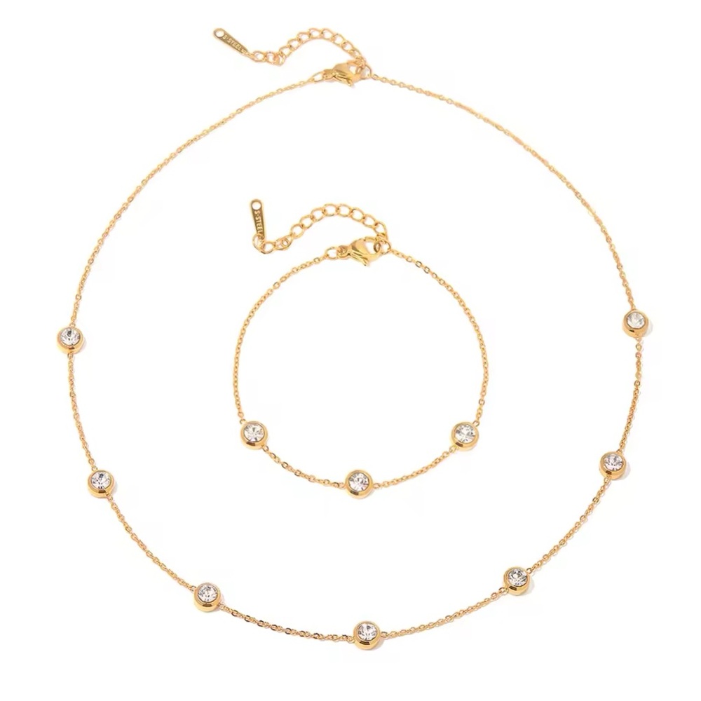 Round Cubic Zirconia Bracelet and Necklace Set